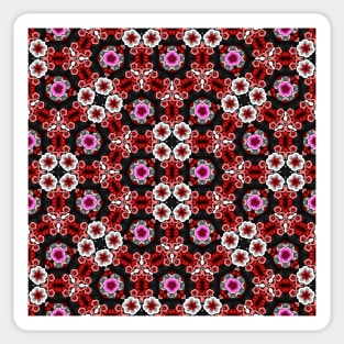 Black Red Gray and Pink Vintage Floral Sticker